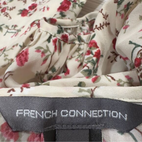 NWT French‎ Connection Floral Cold Shoulder Blouse Ruffle Sleeve Boho Top Blouse - Picture 6 of 10